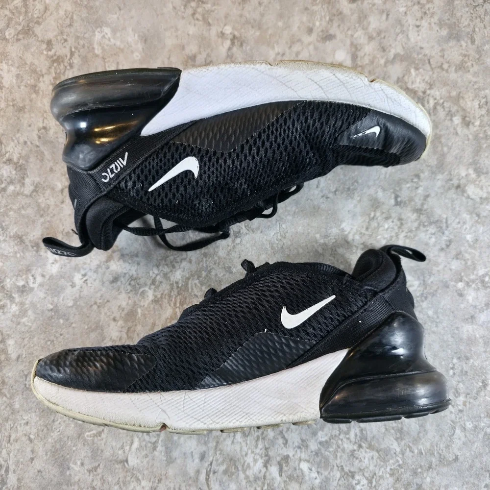 Nike Air Max 270 PS Black White Comfort Casual Sneakers Youth Kids Size 2 Y